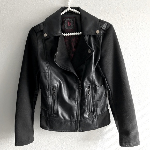 Dollhouse Black Vegan Leather Moto Jacket Size Small - Picture 2 of 7